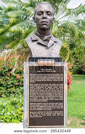 Saint Andrew, Jamaica - February 05 2019: Statue/sculpture Of Jamaican Baptist Deacon And National H