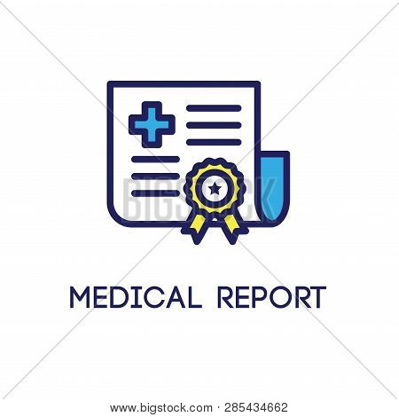 Medical Report Outline / Line Flat Vector Icon - Mobile Application Or Button Design. Vector Design 