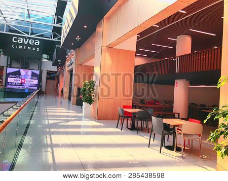 Tbilisi, Georgia - October 11, 2018: Cinema Cavea And Cafe At The Modern Shopping Mall 