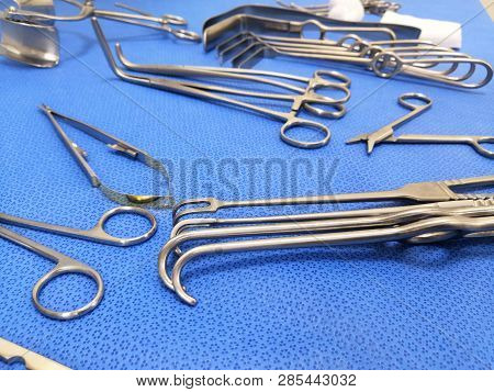 Closeup Image Of Medical Surgical Instruments Using In Hospital