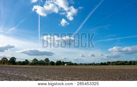 Peasantry With Blue Cloud Sky. Location: Germany, North Rhine - Westphalia, Borken
