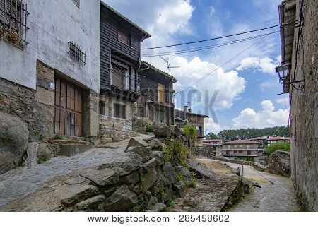 Alberca, Salamanca, Spain; June 2015: Streets and buildings of the medieval village of La Alberca in province of Salamanca