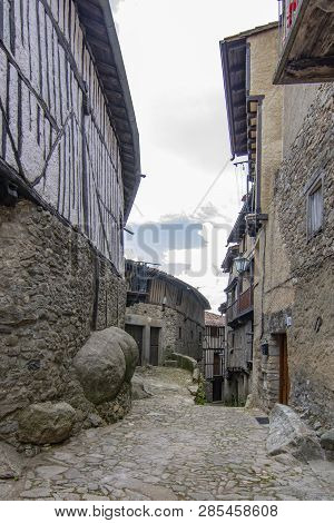 Alberca, Salamanca, Spain; June 2015: Streets and buildings of the medieval village of La Alberca in province of Salamanca