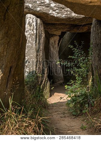 The Dolmen De Kerbourg (saint-lyphard, France) On A Sunny Day In Summer. These Megaliths Are About 6