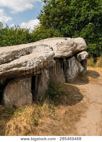 The Dolmen De Kerbourg (saint-lyphard, France) On A Sunny Day In Summer. These Megaliths Are About 6