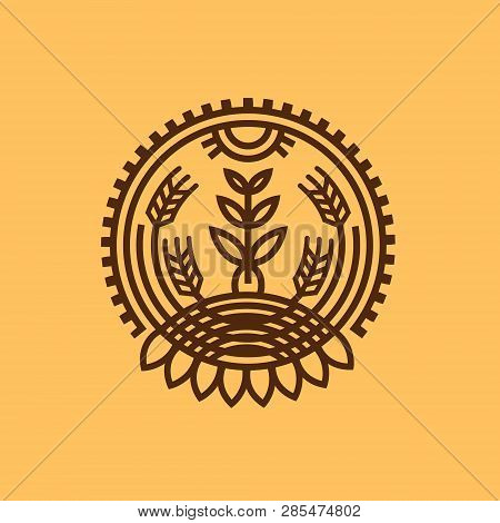 Vector Illustration Concept Of Agro Technology Logo. Icon On Color Background