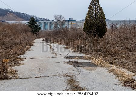 Road To Dam In Field