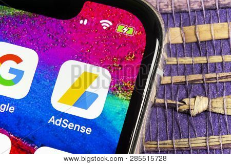 Sankt-petersburg, Russia, February 17, 2019: Google Adsense Application Icon On Apple Iphone X Scree