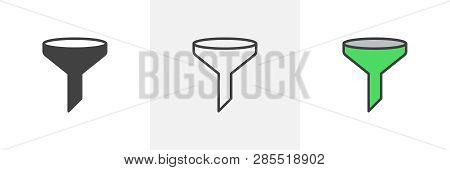 Funnel Icon. Line, Glyph And Filled Outline Colorful Version, Funnel Outline And Filled Vector Sign.