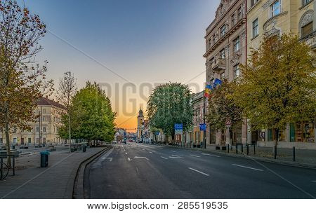 Cluj-napoca City Center. View From The Unirii Square To The Eroilor Avenue, Heroes Avenue - A Centra