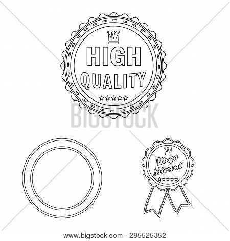Vector Illustration Of Emblem And Badge Sign. Set Of Emblem And Sticker Vector Icon For Stock.