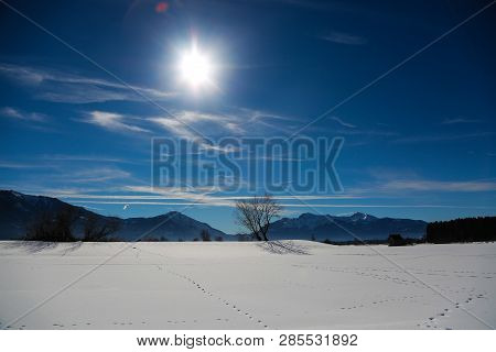 Snowscape In Benediktbeuren, Bavaria, Kochel Am See