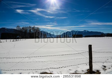 Snowscape In Benediktbeuren, Bavaria, Kochel Am See
