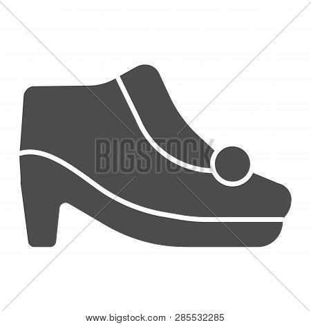 Autamn Shoes On Heels Solid Icon. Warm Woman Shoes Vector Illustration Isolated On White. Female Foo