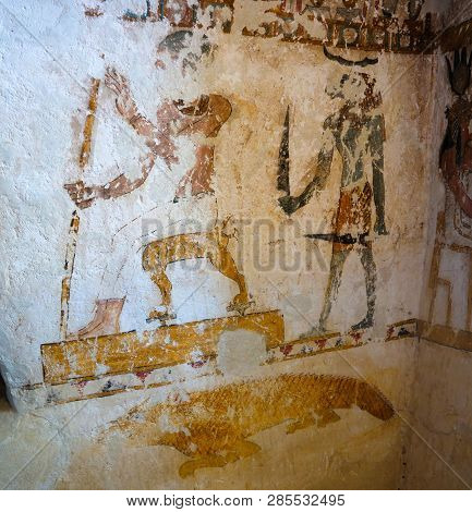 Walls In The Tomb Of The Crocodile In Gabal Al-mawta Aka Mountain Of The Dead In Siwa, Egypt