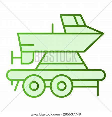 Boat On A Trailer Flat Icon. Boats Transportation Green Icons In Trendy Flat Style. Transportation O