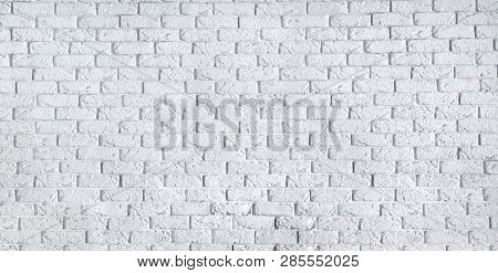 White Brick Wall Home Interior Background Horizontal Photo Banner For Website Design, Clean Blank Te