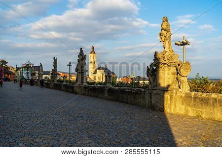 Kutna Hora, Czech Republic - October 26, 2018: Pedestrian Street (terrace) Barborska. Kutna Hora Is 