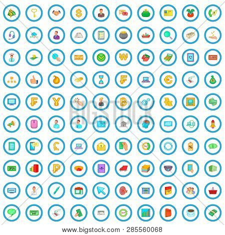 100 Business Day Icons Set In Cartoon Style For Any Design Vector Illustration