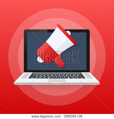 Digital Advertising, Email Message Marketing, Online Conference, Media Promotion. Vector Stock Illus
