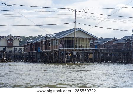 Bandar Seri Begawan, Brunei - 10 February, 2019: The River Village Of Kampong Ayer In Bandar Seri Be