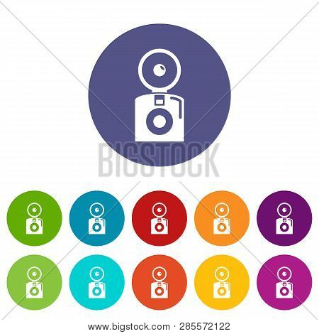 Oldschool Camera Icons Color Set Vector For Any Web Design On White Background