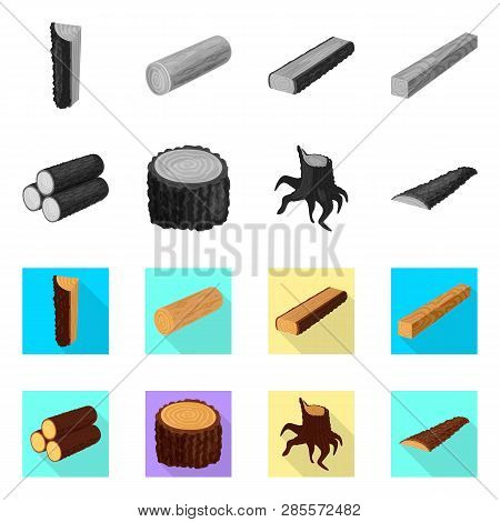 Vector Illustration Of Tree   And Raw  Icon. Set Of Tree   And Construction Vector Icon For Stock.