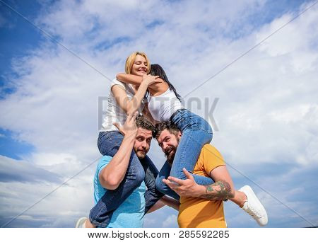 Couples On Double Date. Inviting Another Couple To Join. Friendship Of Families. Twice Fun On Double