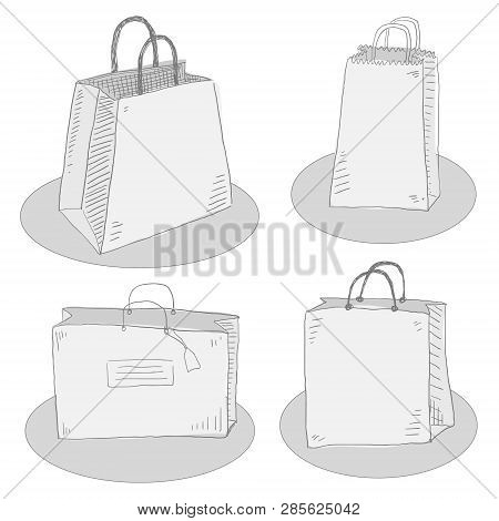 Four Hand Draw Package Isolated Bags Set