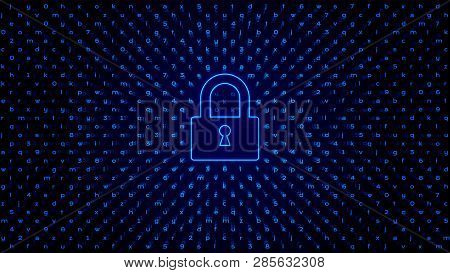 Abstract Tech Bg With Lock. Access Protection.
