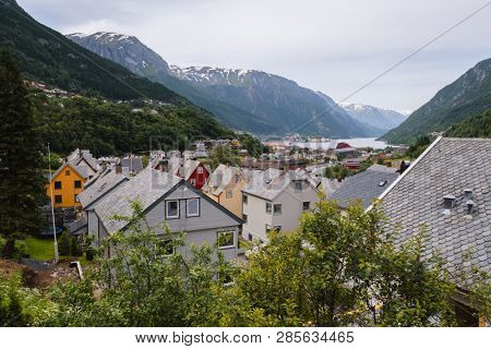 Norway, Odda. Typical architecture of Norwegian houses