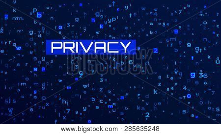 Tech Dark Blue Bg With Code. Privacy Concept.