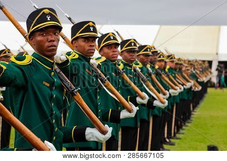 South African Defence Force Soldiers On Parade
