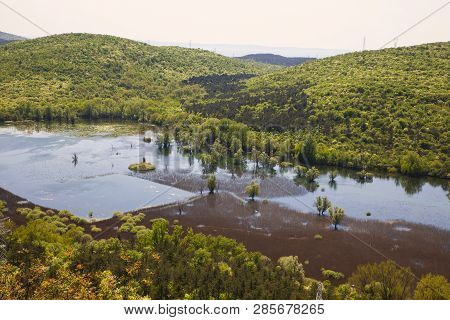 Top View Of The Karst Lake Doberdò, Italy