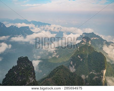 Beautiful Tianmen Mountain View From Cable Car To Tianmen Mountain.tianmen Mountain Cable Car The Lo