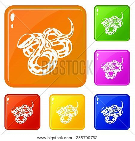 Texas Snake Icons Set Collection Vector 6 Color Isolated On White Background