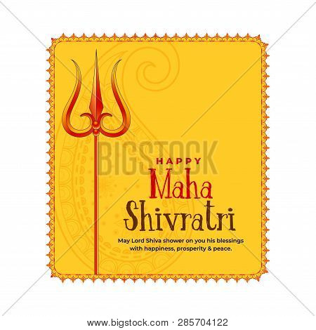 Shivratri Festival Greeting With Trishul Symbol Vector Illustration