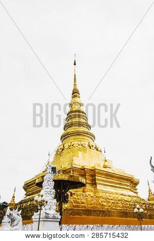Landmark Wat Thai Phra That Chae Haeng Temple In Nan Province, Northern Of Thailand