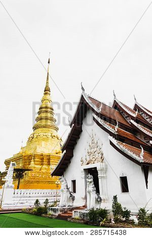 Landmark Wat Thai Phra That Chae Haeng Temple In Nan Province, Northern Of Thailand