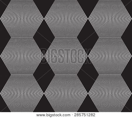 Black And Hite Seamless Texture. Web Background With Rhombs, Stars