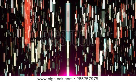 Abstract Vertical Colored Stripes Are In Space - Abstraction Of Data Communication, Computer Generat