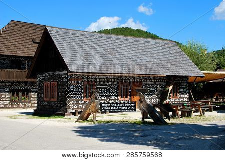 Cicmany, Slovakia - September 10, 2018: Old Wooden House In Village Cicmany