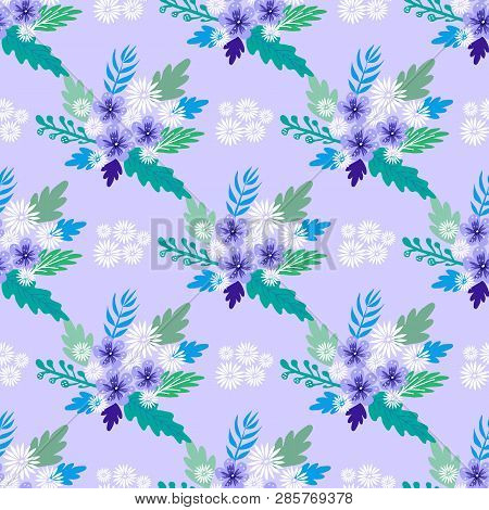 Beautiful  Flower Seamless Pattern With  Delicate Art Bouquets. Meadow  Millefleurs .floral Backgrou