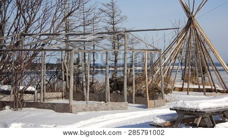 Teepee and lodge in the North Shore Region of Quebec