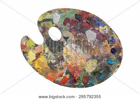 The Wooden Palette Of The Artist On An Isolated Background