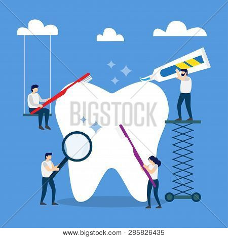 Healthy Tooth Brushing Toothbrush And Toothpaste. Brush Your Every Day. Dental Health And Beauty. Ve