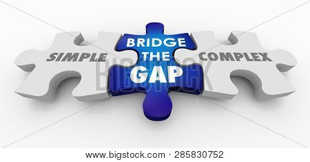 Simple Vs Complex Bridge the Gap Puzzle Pieces 3d Illustration