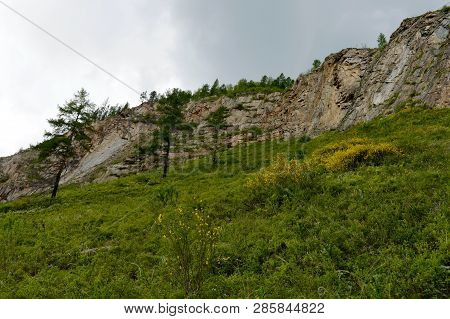 Mountain Landscape By The River Chuya, Altai Republic, Siberia, Russia