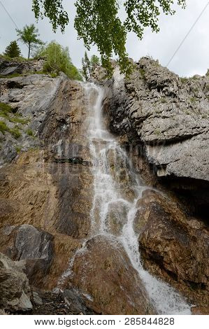 Waterfall Cherlak The Chuya River In The Altai Mountains, Siberia, Russia