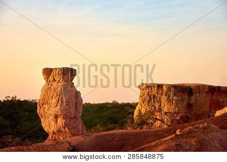 View Of The Marafa Canyon In Kenya. Hells Kitchens A Gigantic Canyon-shaped Space Caused By Soil Ero